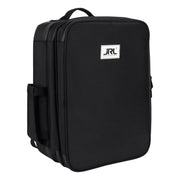 JRL Pro Utility Backpack zwart – barber rugzak met vakken voor tondeuse en schaar, vooraanzicht op witte achtergrond
