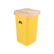 JRL Waste Blade Container geel – doorprikbestendige opvangbox voor gebruikte scheermesjes met inworpsleuf